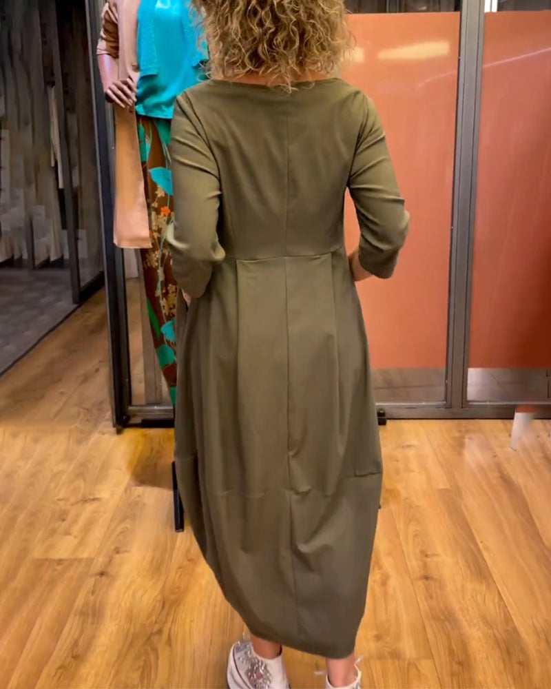 Grace - Olive Color Knitted Dress