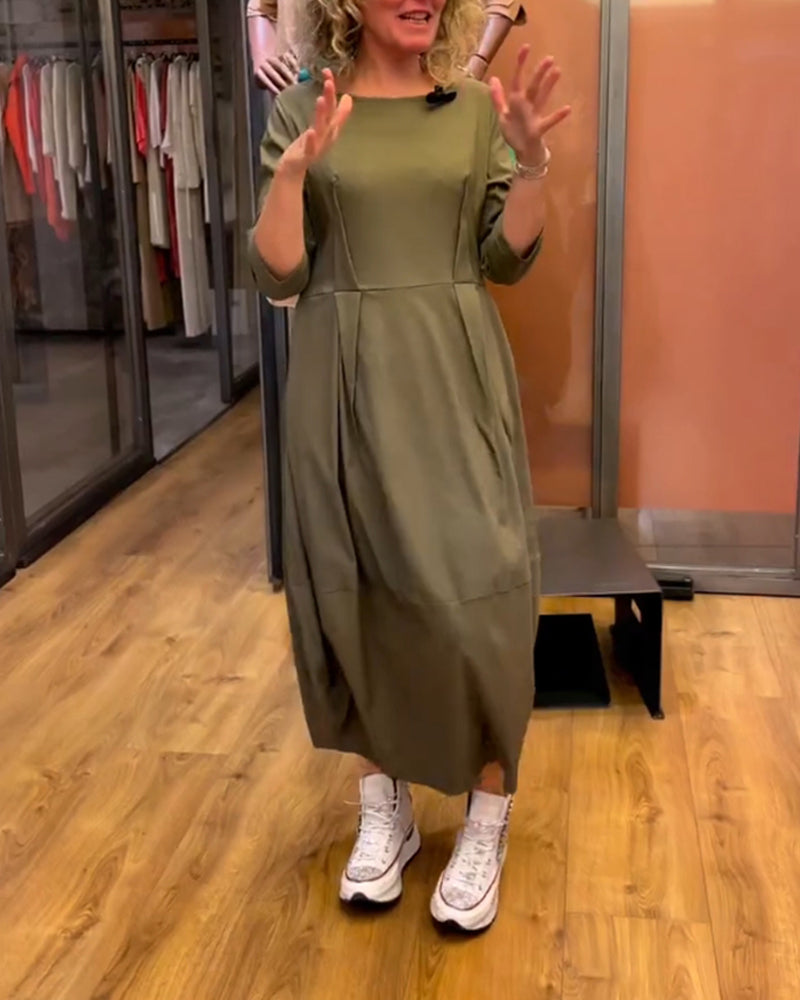 Grace - Olive Color Knitted Dress