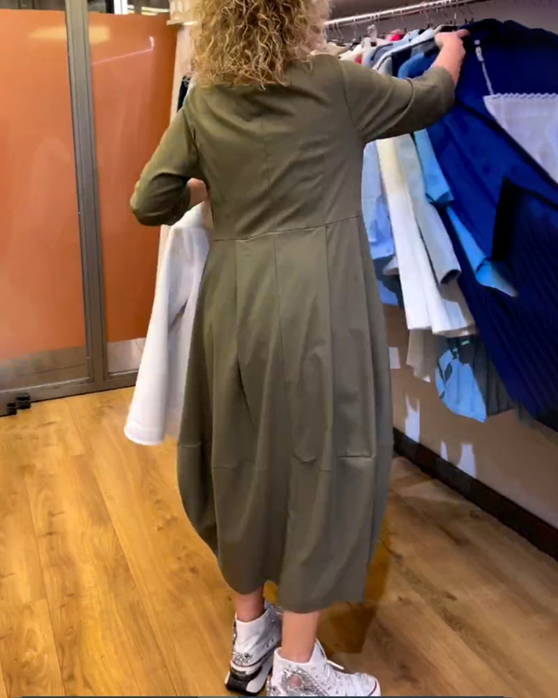 Grace - Olive Color Knitted Dress