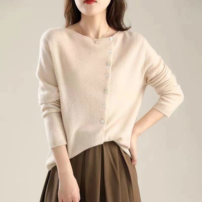 Amélise Asymmetric Button Sweater