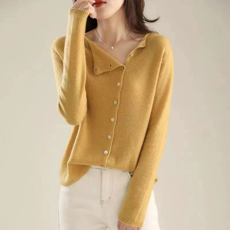 Amélise Asymmetric Button Sweater