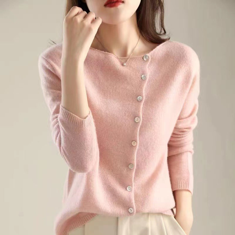Amélise Asymmetric Button Sweater