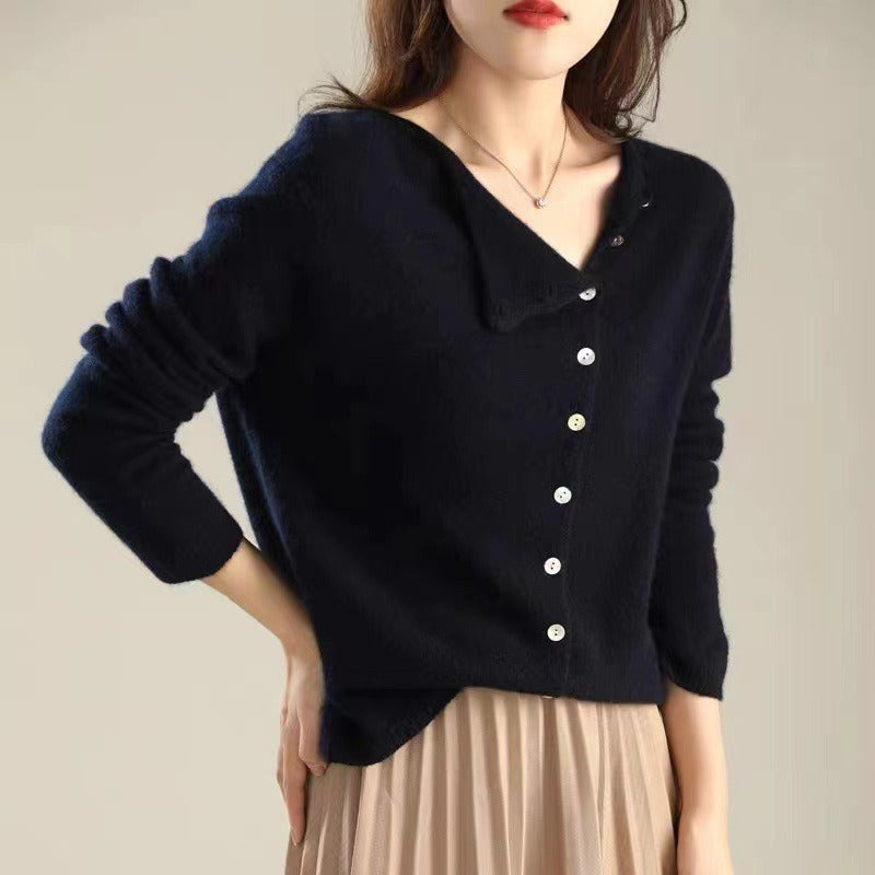 Amélise Asymmetric Button Sweater