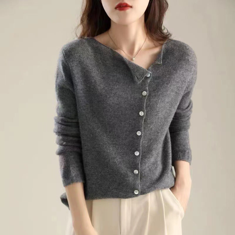 Amélise Asymmetric Button Sweater
