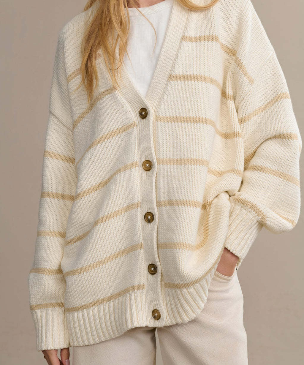 Westhaven Organic Striped Cardigan