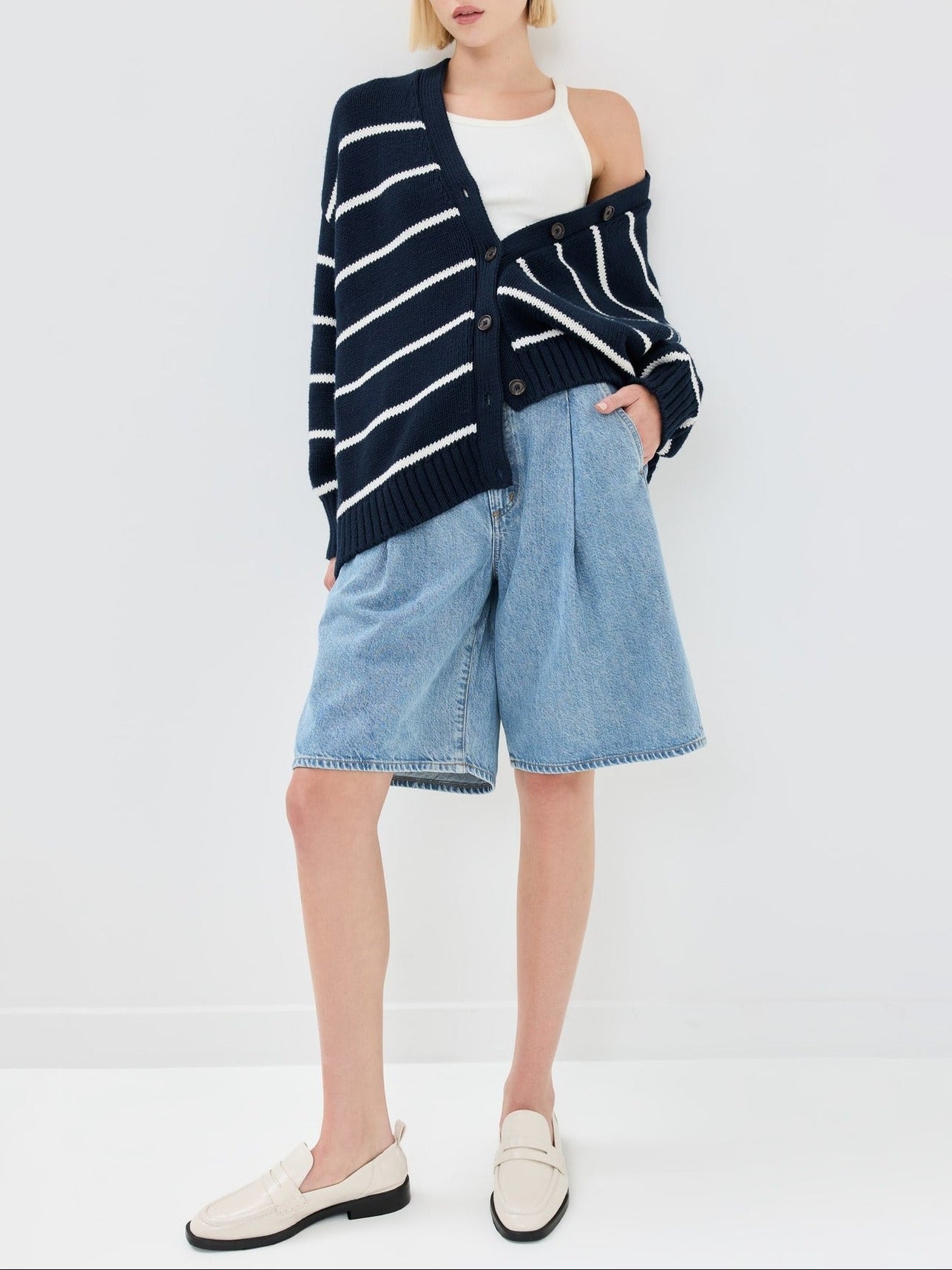 Westhaven Organic Striped Cardigan