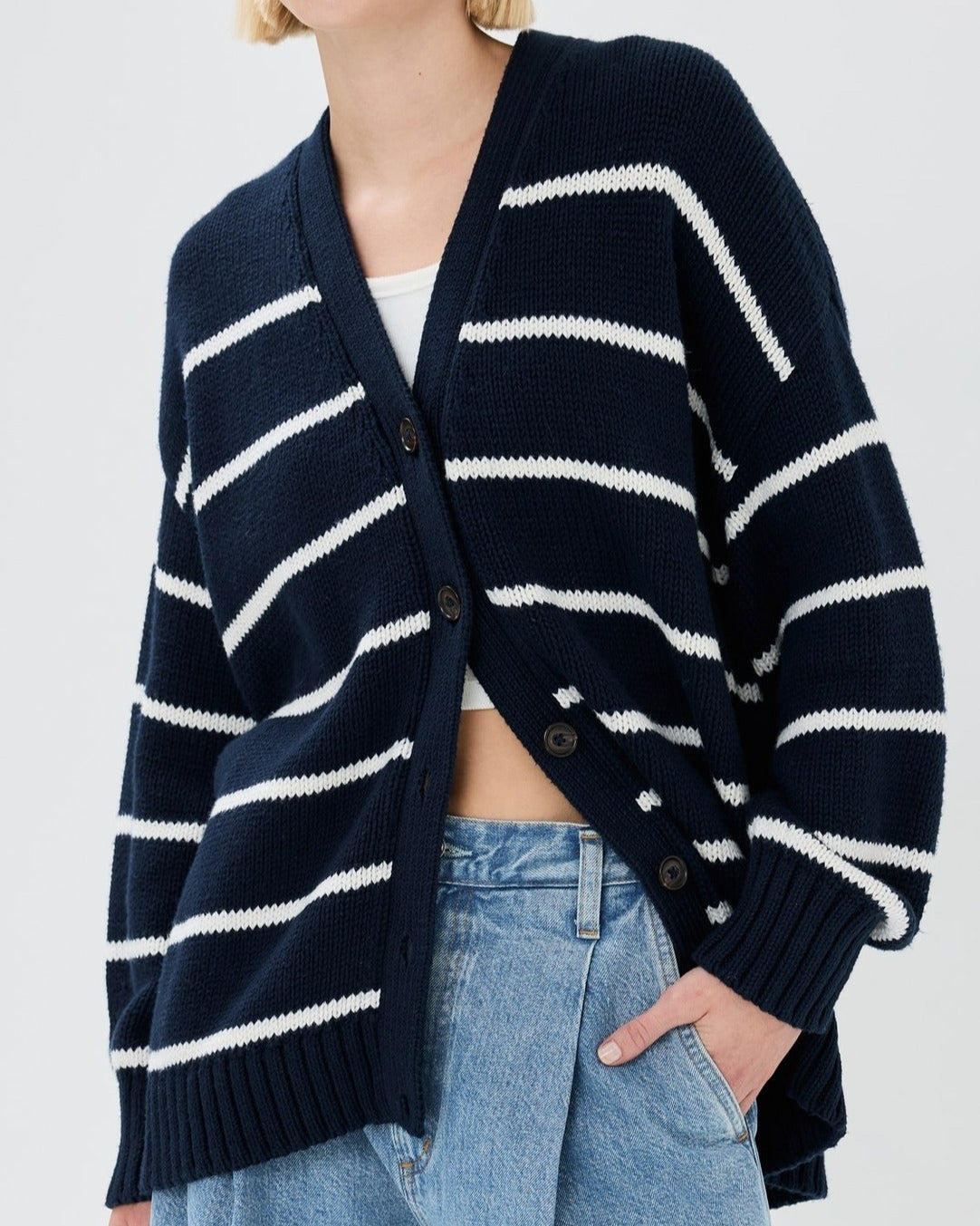 Westhaven Organic Striped Cardigan