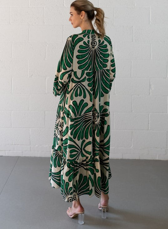 Erika - Bohemian dress with V-neckline and floral pattern