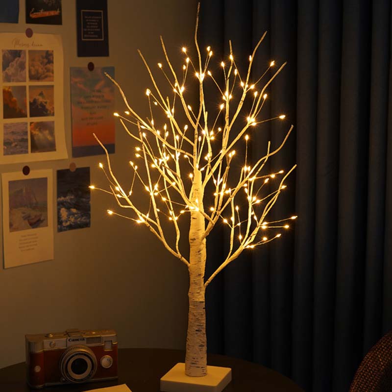 Décoration lumineuse LED en forme de branche de bouleau