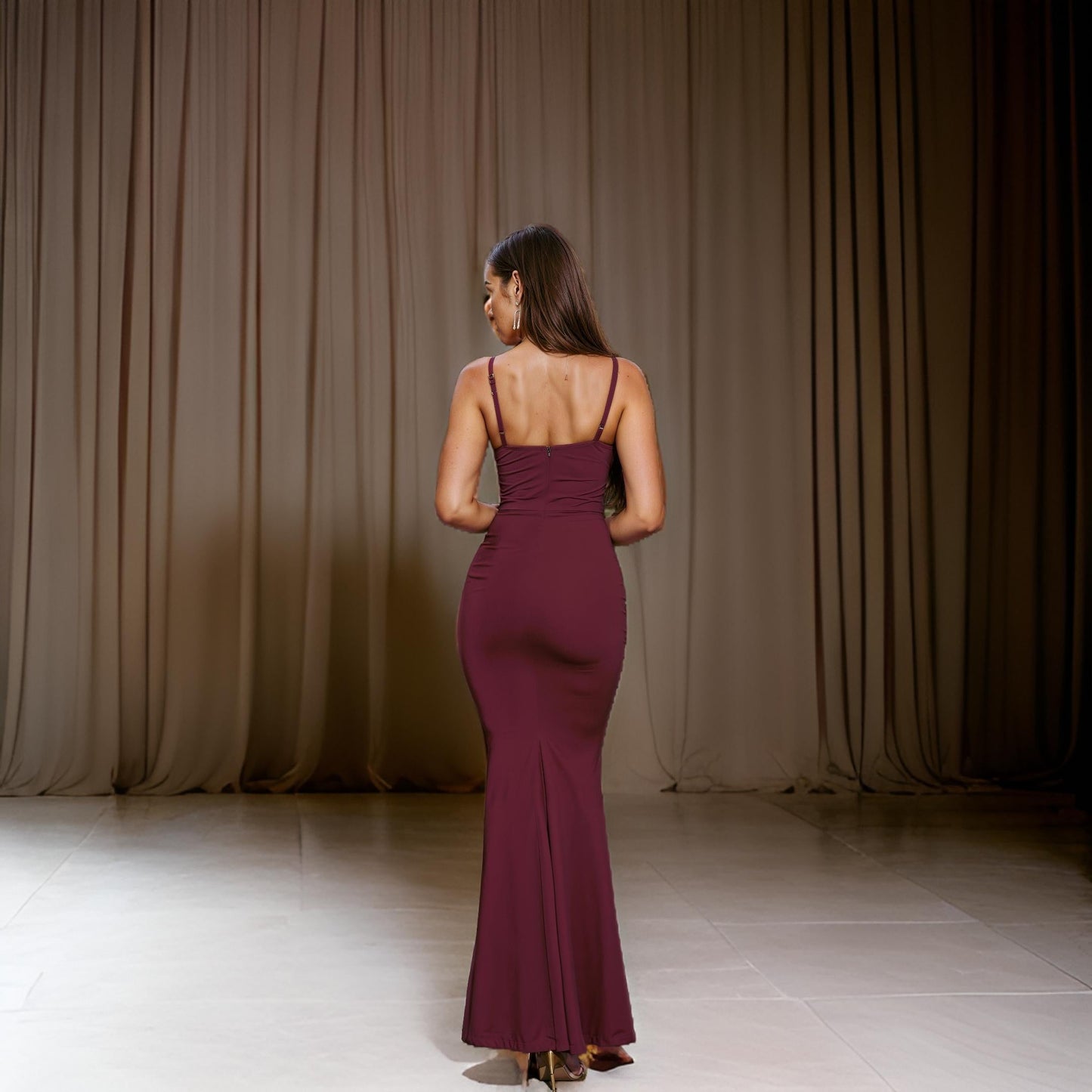Irena - Elegant Draped Bodycon Style Evening Dress
