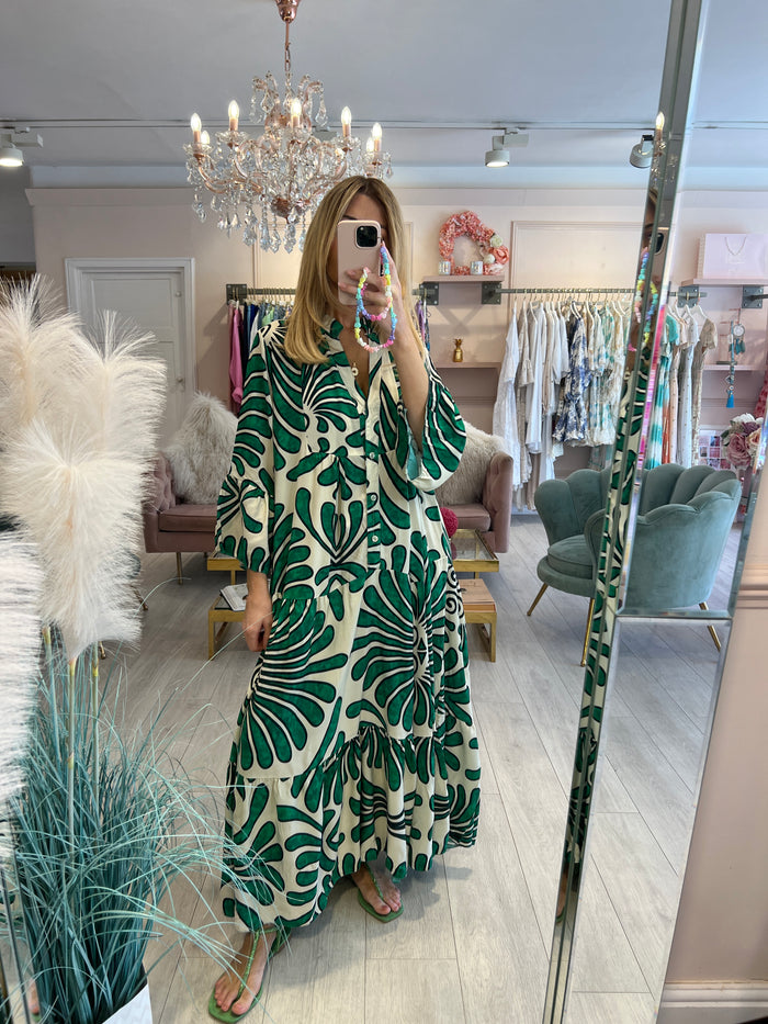 Erika - Bohemian dress with V-neckline and floral pattern
