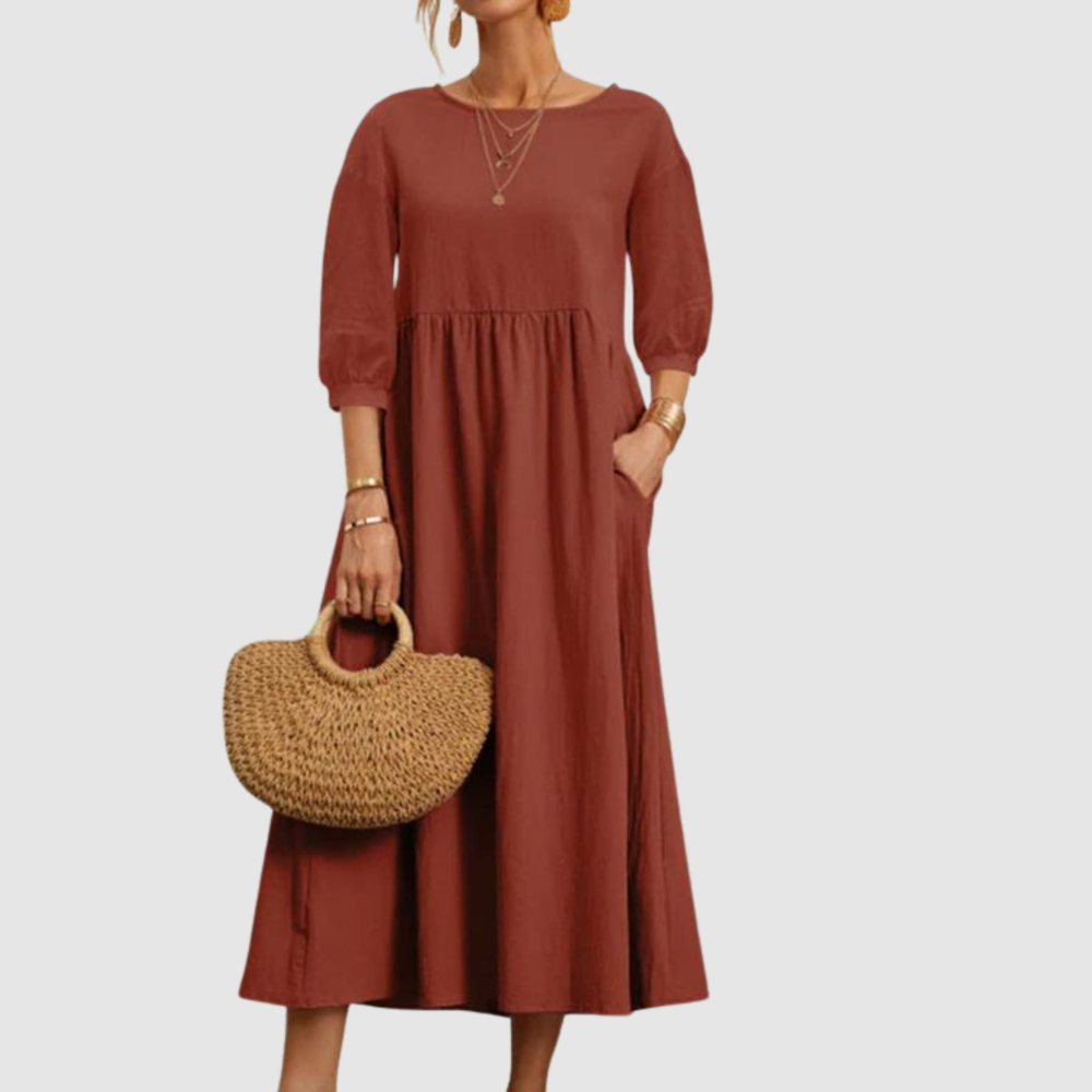 Ebony - Women's Summer Dress with Lantern Sleeves