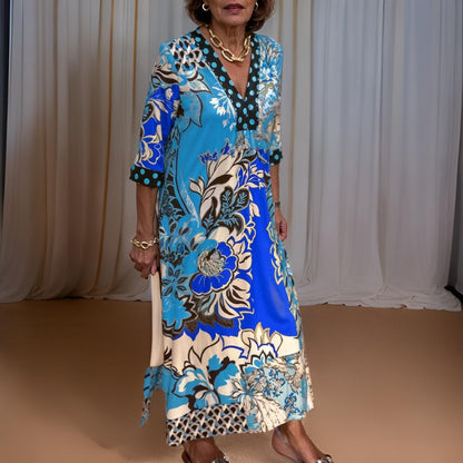 Vinta - Elegant long vintage style dress with a slit