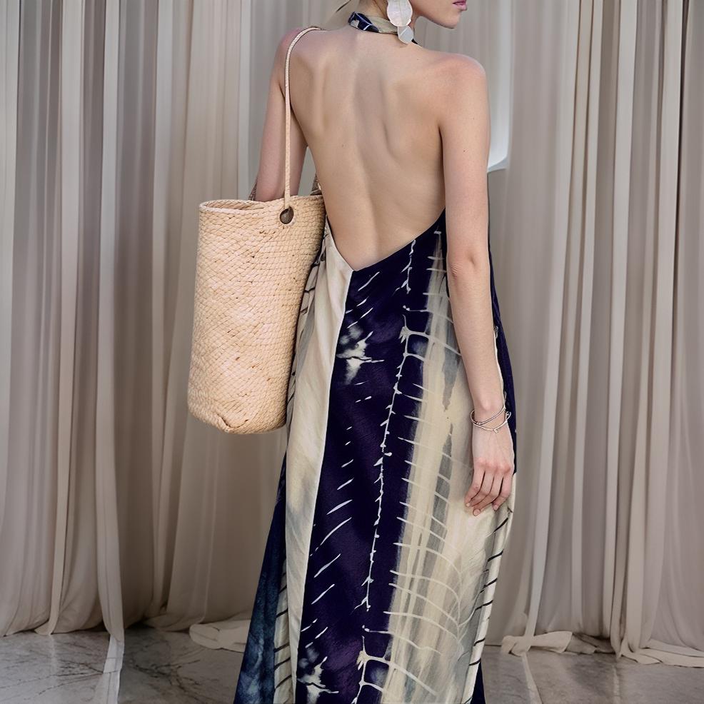 Camila – Elegant Printed Halter Dress