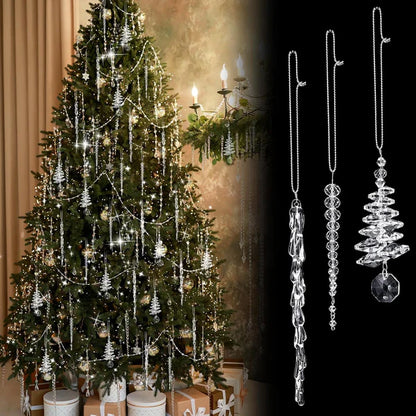Lot de 24 décorations de Noël en forme de stalactites cristallines (3 modèles différents)
