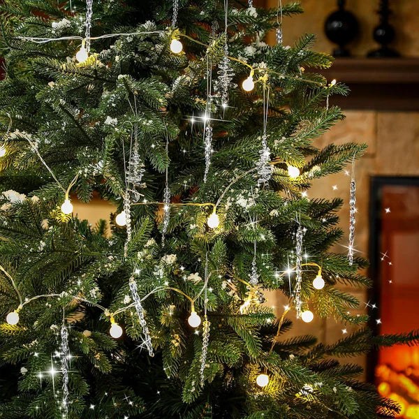 Lot de 24 décorations de Noël en forme de stalactites cristallines (3 modèles différents)
