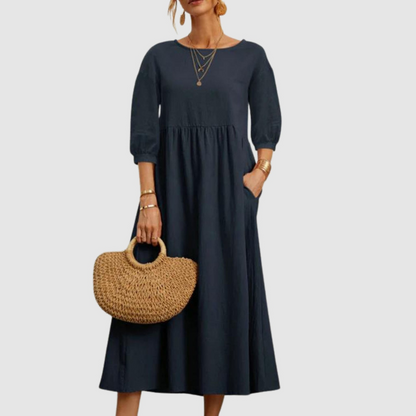 Ebony - Women's Summer Dress with Lantern Sleeves