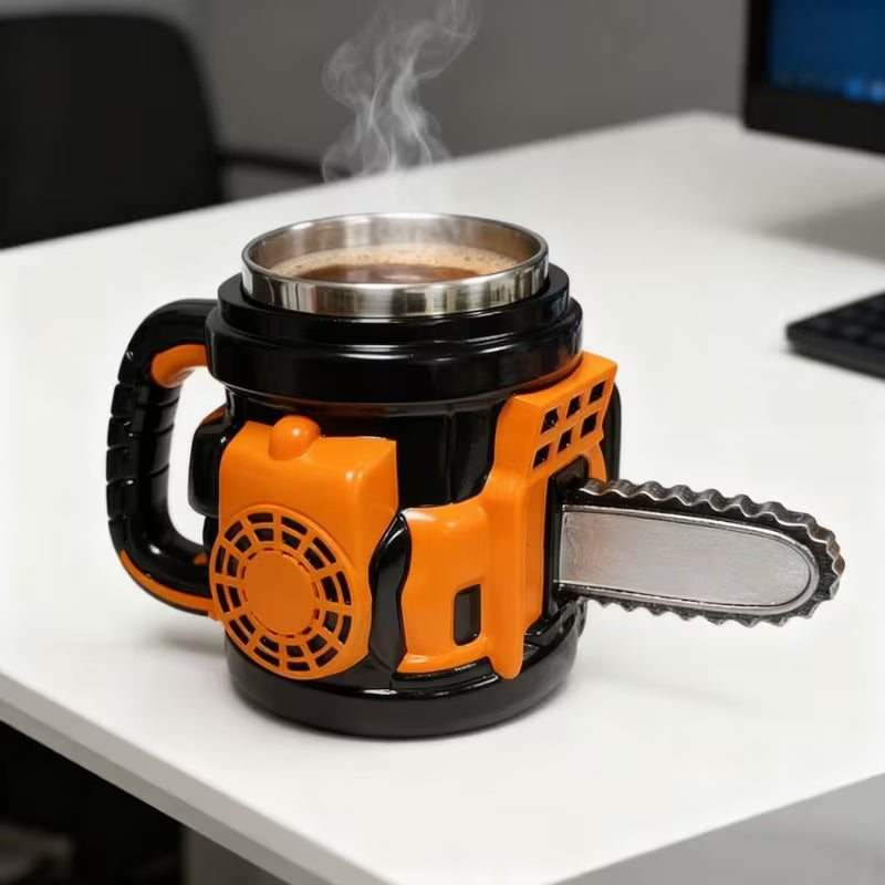 Tasse au design de tronçonneuse – un cadeau original pour un homme