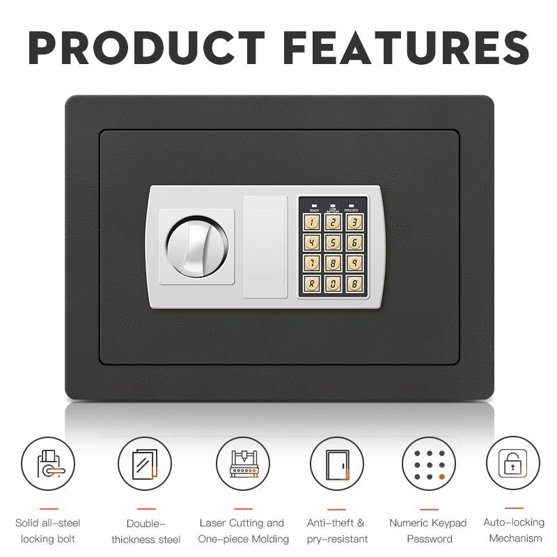 Titanium Safe Box – Password & Key Security Safe for Cash, Jewellery and Valuables
