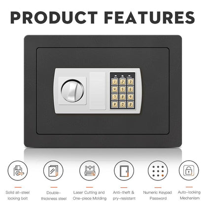 Titanium Safe Box – Password & Key Security Safe for Cash, Jewellery and Valuables
