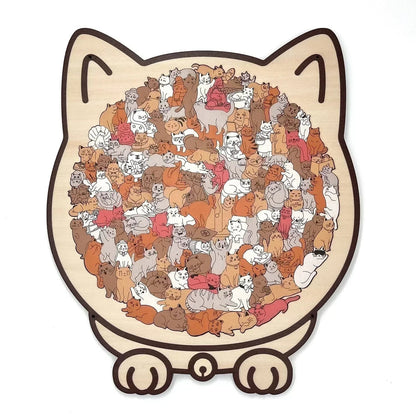 Puzzle en bois en forme de chat – 135 pièces