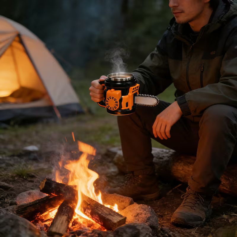 Tasse au design de tronçonneuse – un cadeau original pour un homme
