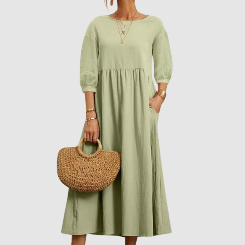 Ebony - Women's Summer Dress with Lantern Sleeves