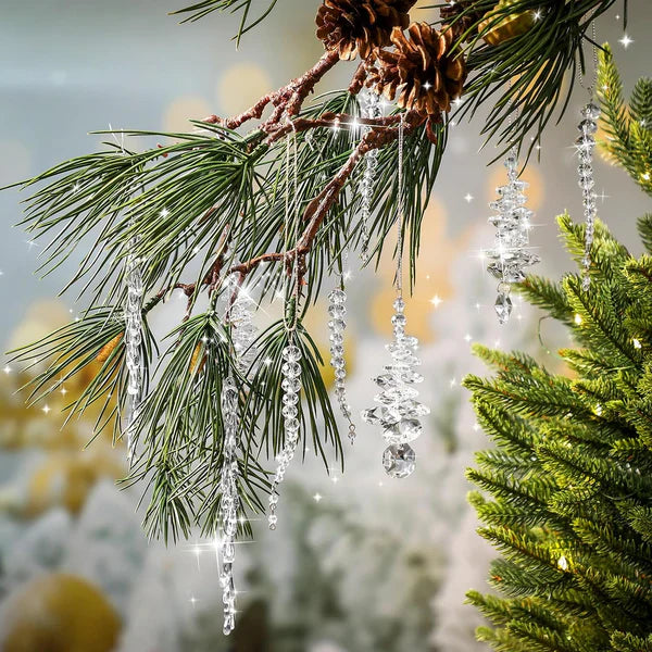 Lot de 24 décorations de Noël en forme de stalactites cristallines (3 modèles différents)