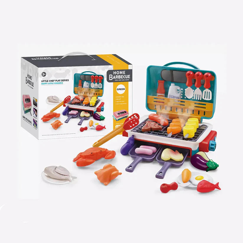 Barbecue jouet – petite cuisine pour enfants avec effet de fumée et aliments changeant de couleur