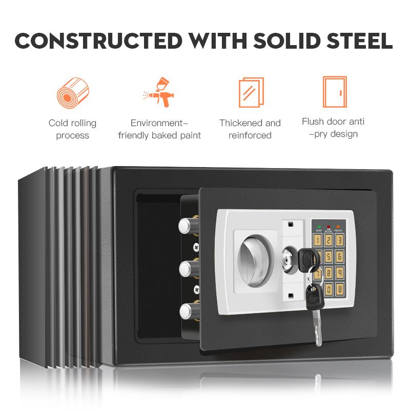 Titanium Safe Box – Password & Key Security Safe for Cash, Jewellery and Valuables
