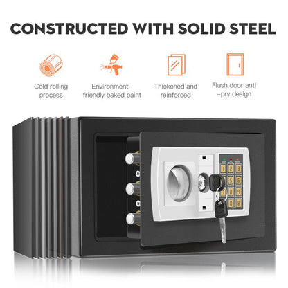 Titanium Safe Box – Password & Key Security Safe for Cash, Jewellery and Valuables