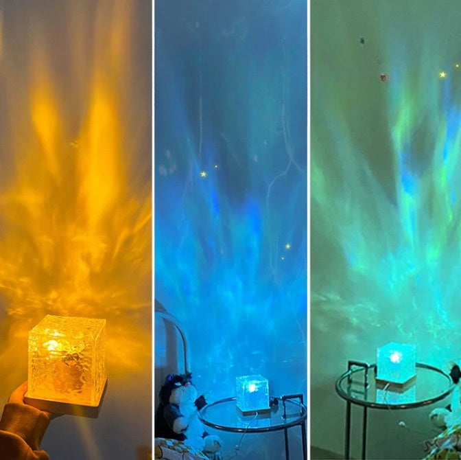 Lampe projecteur en cristal – 16 couleurs, effet océan apaisant