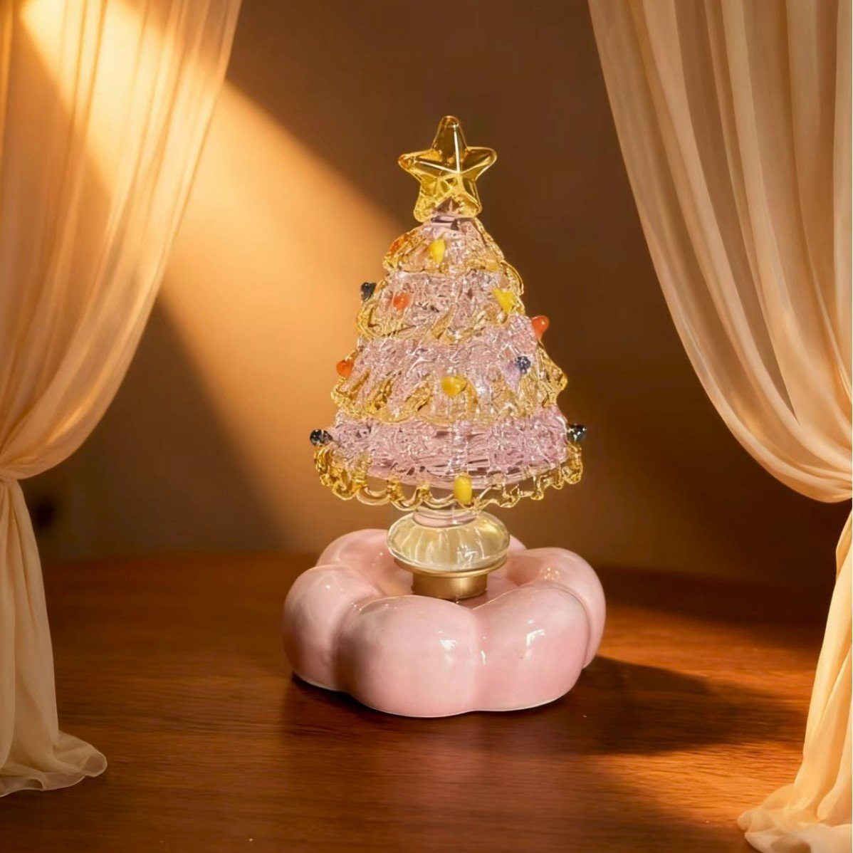 Ornement rotatif en verre et céramique