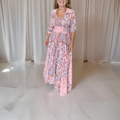 Paola – Long dress with a V-shaped neckline