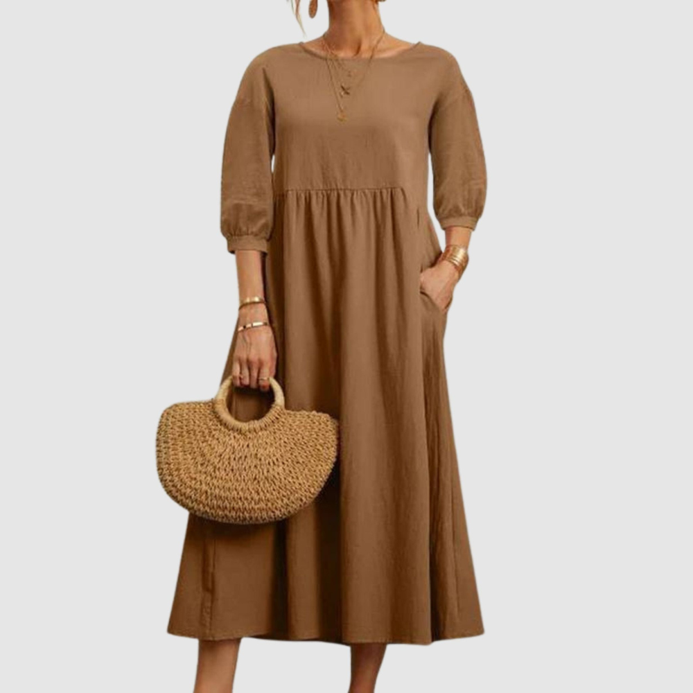 Ebony - Women's Summer Dress with Lantern Sleeves