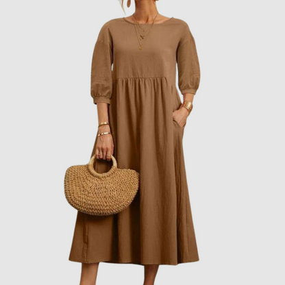 Ebony - Women's Summer Dress with Lantern Sleeves