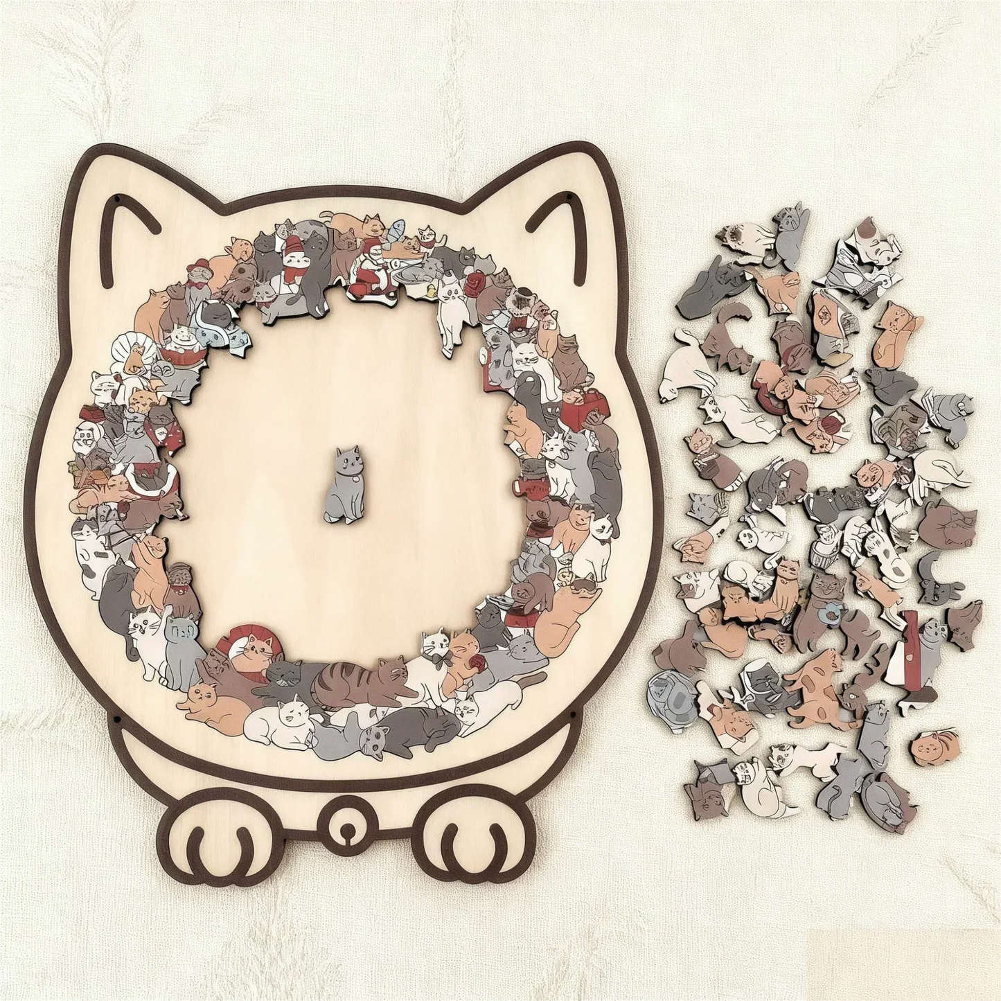 Puzzle en bois en forme de chat – 135 pièces