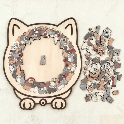 Puzzle en bois en forme de chat – 135 pièces