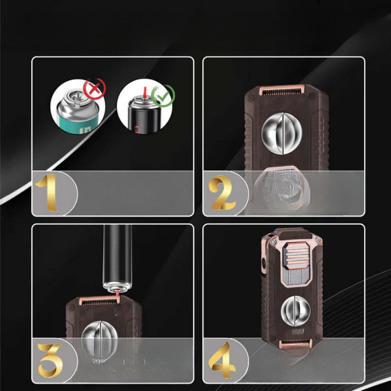 Briquet à cigare multifonction 5-en-1 avec coupe-cigare