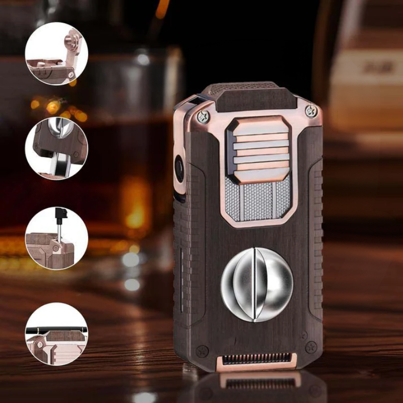 Briquet à cigare multifonction 5-en-1 avec coupe-cigare