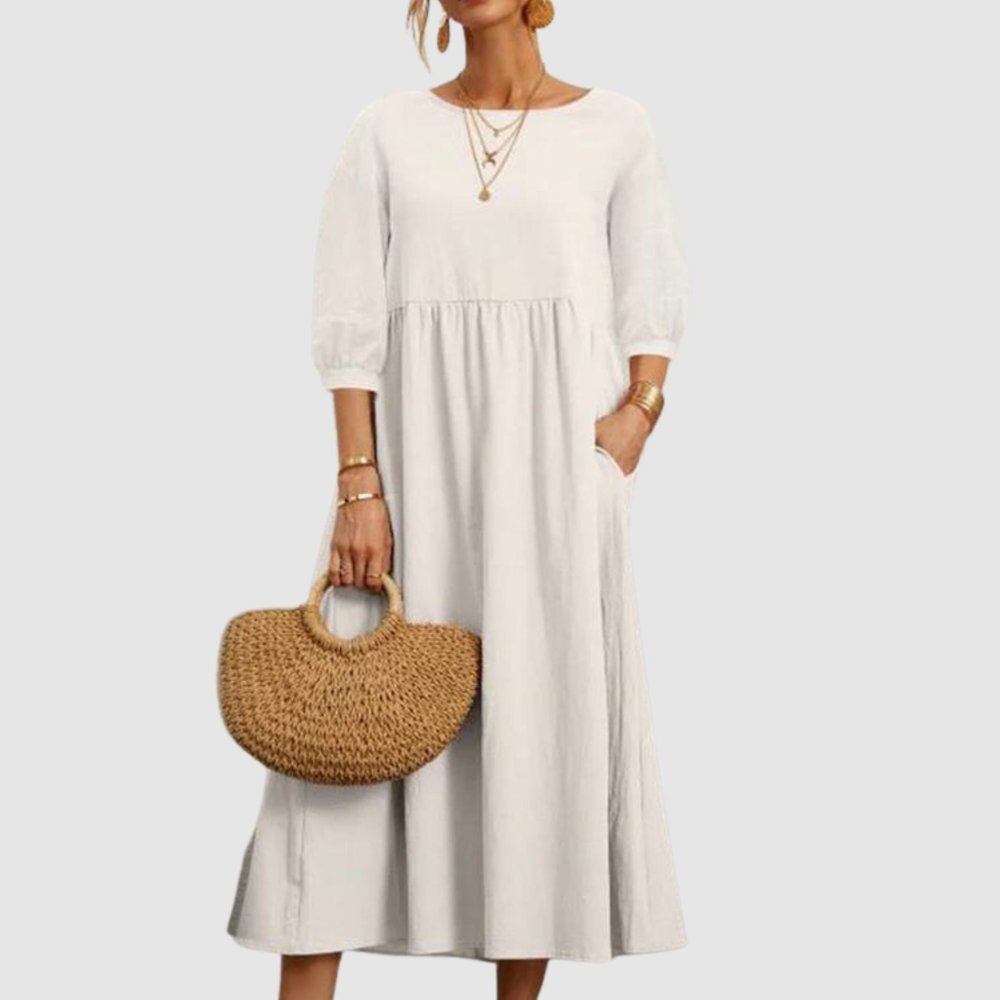 Ebony - Women's Summer Dress with Lantern Sleeves