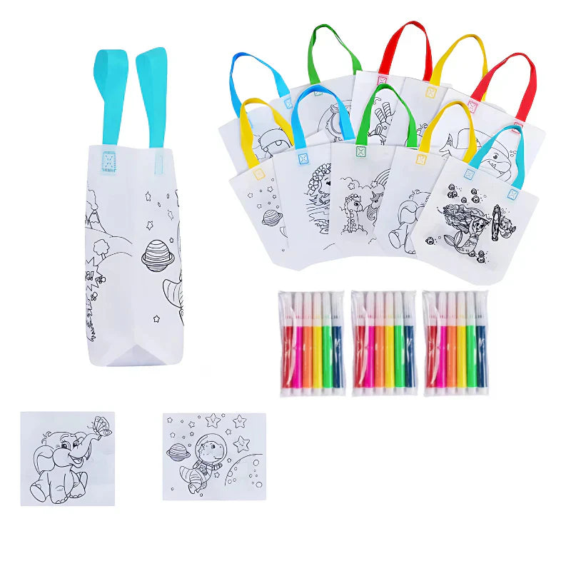 Kit créatif de sacs à colorier pour enfants avec feutres