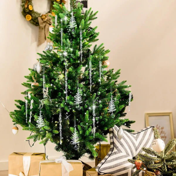 Lot de 24 décorations de Noël en forme de stalactites cristallines (3 modèles différents)