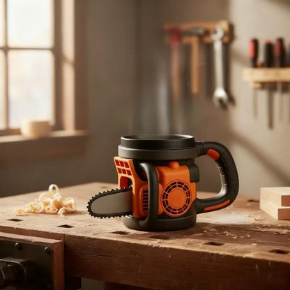Tasse au design de tronçonneuse – un cadeau original pour un homme