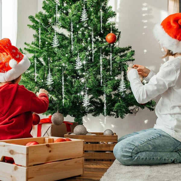 Lot de 24 décorations de Noël en forme de stalactites cristallines (3 modèles différents)