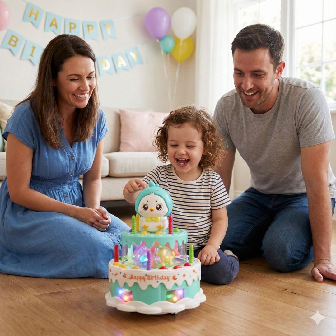 Gâteau d’Anniversaire Dansant – Jouet Musical LED pour Enfants