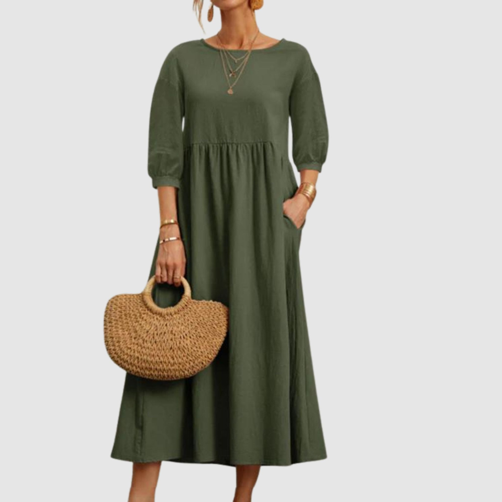 Ebony - Women's Summer Dress with Lantern Sleeves