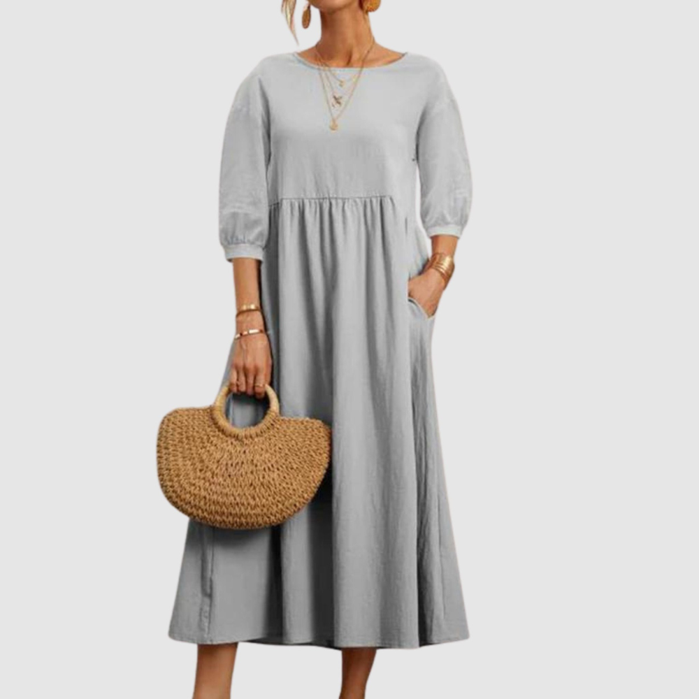 Ebony - Women's Summer Dress with Lantern Sleeves