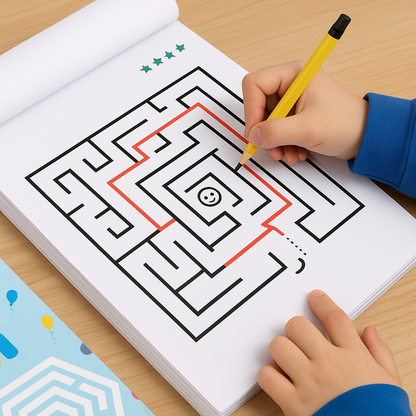 Livre de labyrinthes avec 192 défis – un jeu qui développe la logique et la concentration