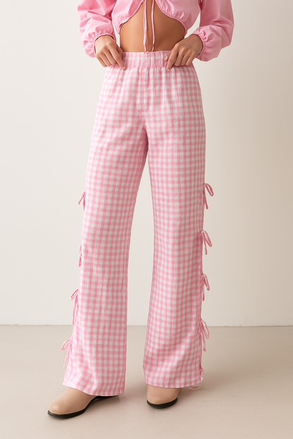 Casual Checkered Cotton Trousers
